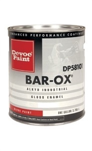 BAR-OX DP Series DP58103-04 Enamel Paint, Gloss, Black, 1 qt, Can, Application: Brush, Roller, Spray